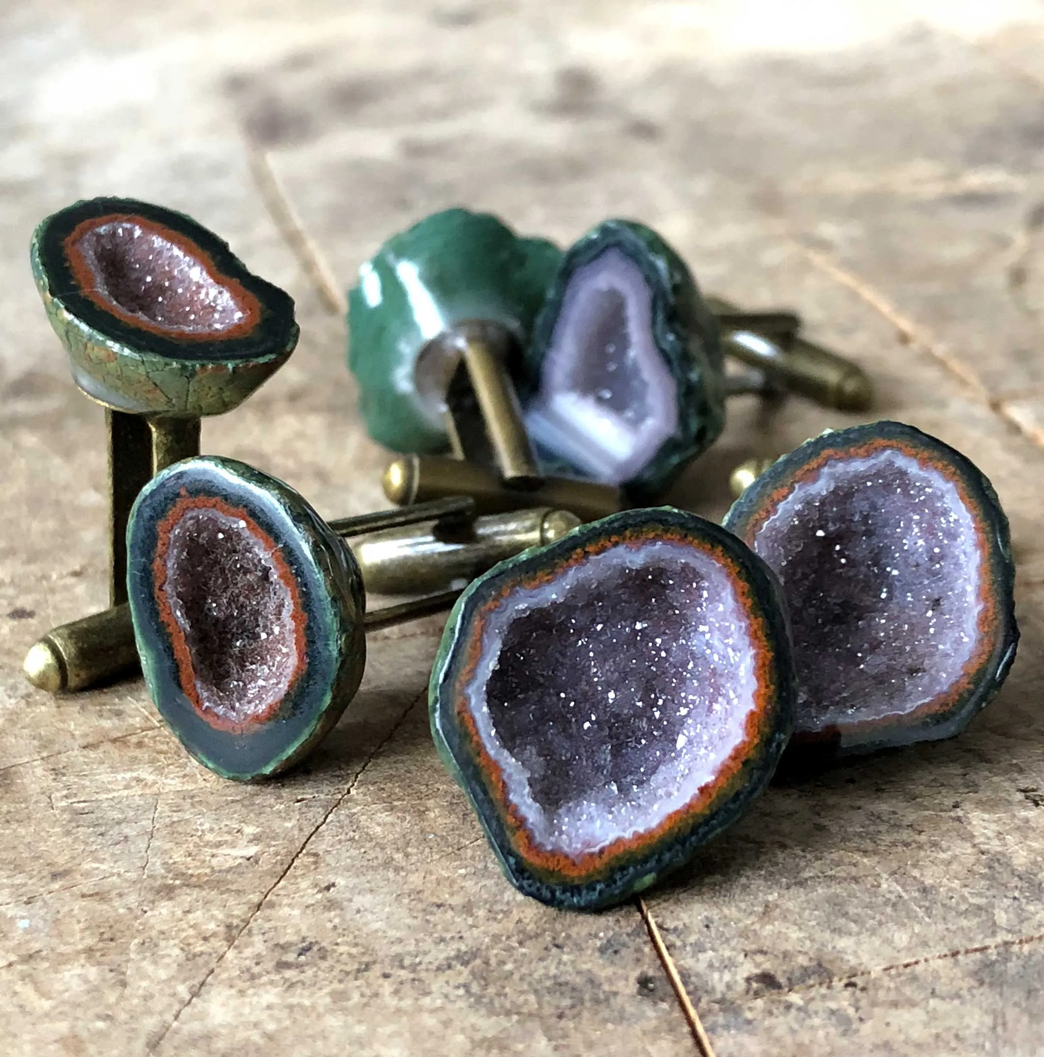 Amethyst Geode Cufflinks, Tabasco geode cuff links
