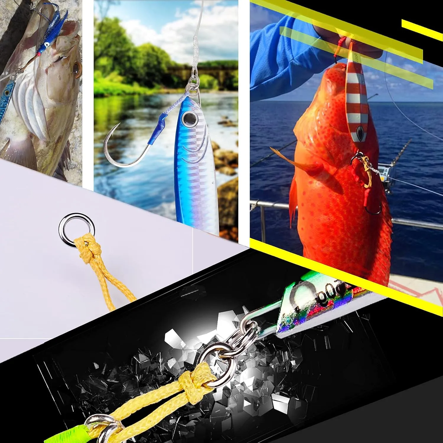 AMYSPORTS High Strength Solid Ring Fishing Lure Connector Fishing Rings Kit Line Saltwater Solid Ring Fishing Freshwater Loop