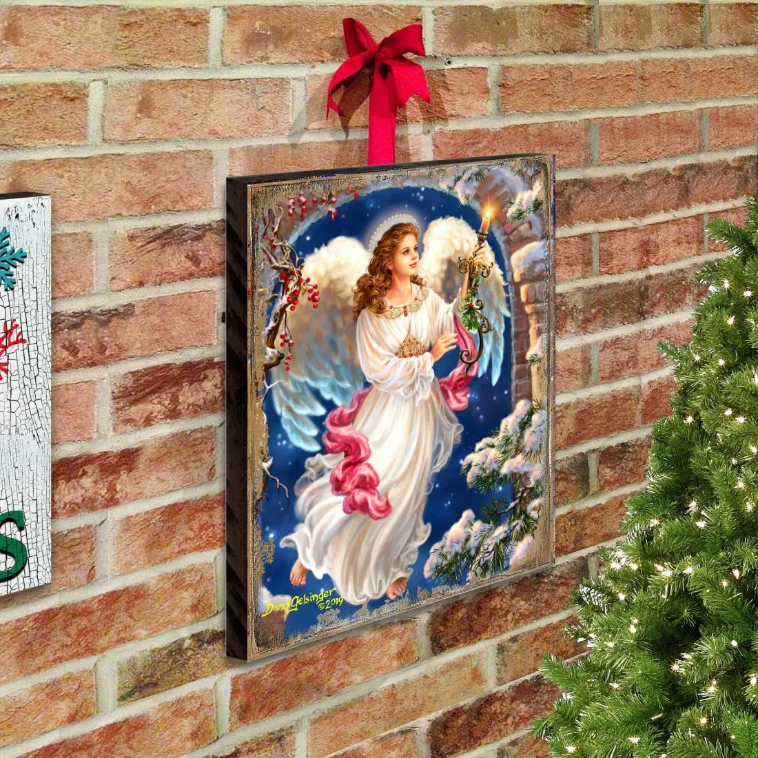 Angel in the Arch Wooden Wall Art by D. Gelsinger - Nativity Holiday Décor - 95664B-1322