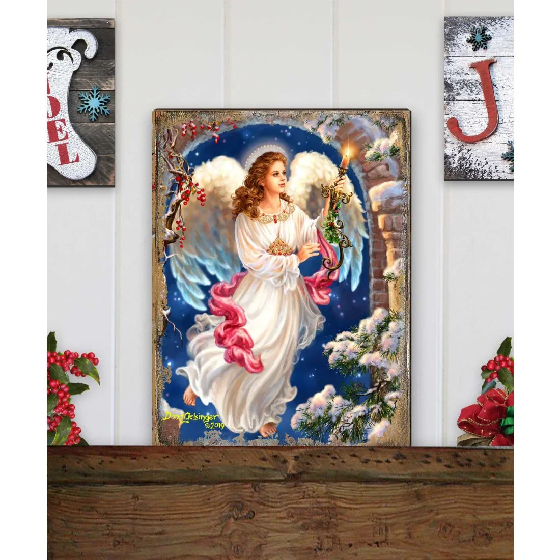 Angel in the Arch Wooden Wall Art by D. Gelsinger - Nativity Holiday Décor - 95664B-1322