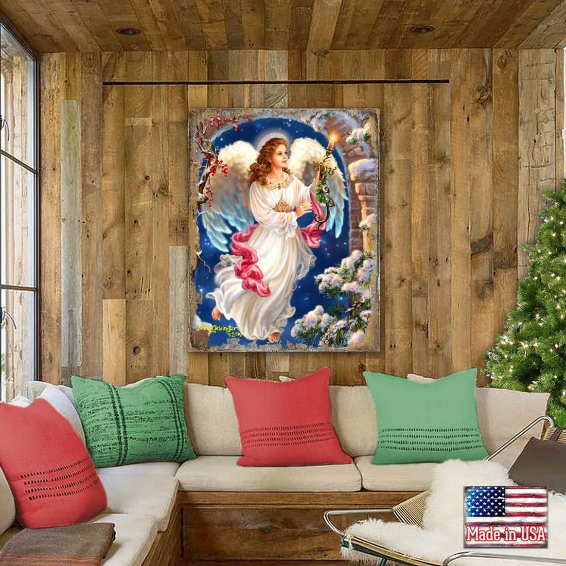 Angel in the Arch Wooden Wall Art by D. Gelsinger - Nativity Holiday Décor - 95664B-1322