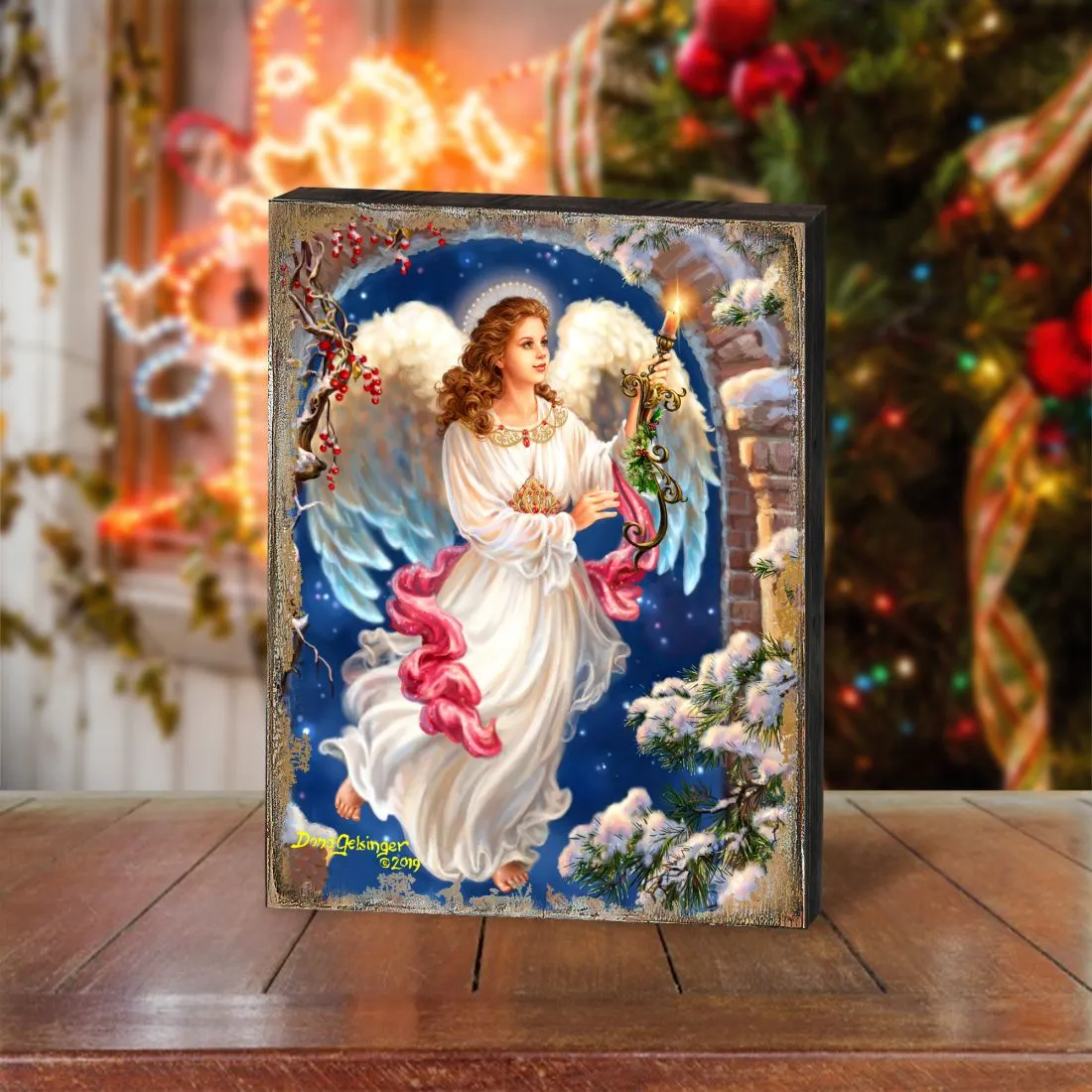 Angel in the Arch Wooden Wall Art by D. Gelsinger - Nativity Holiday Décor - 95664B-1322