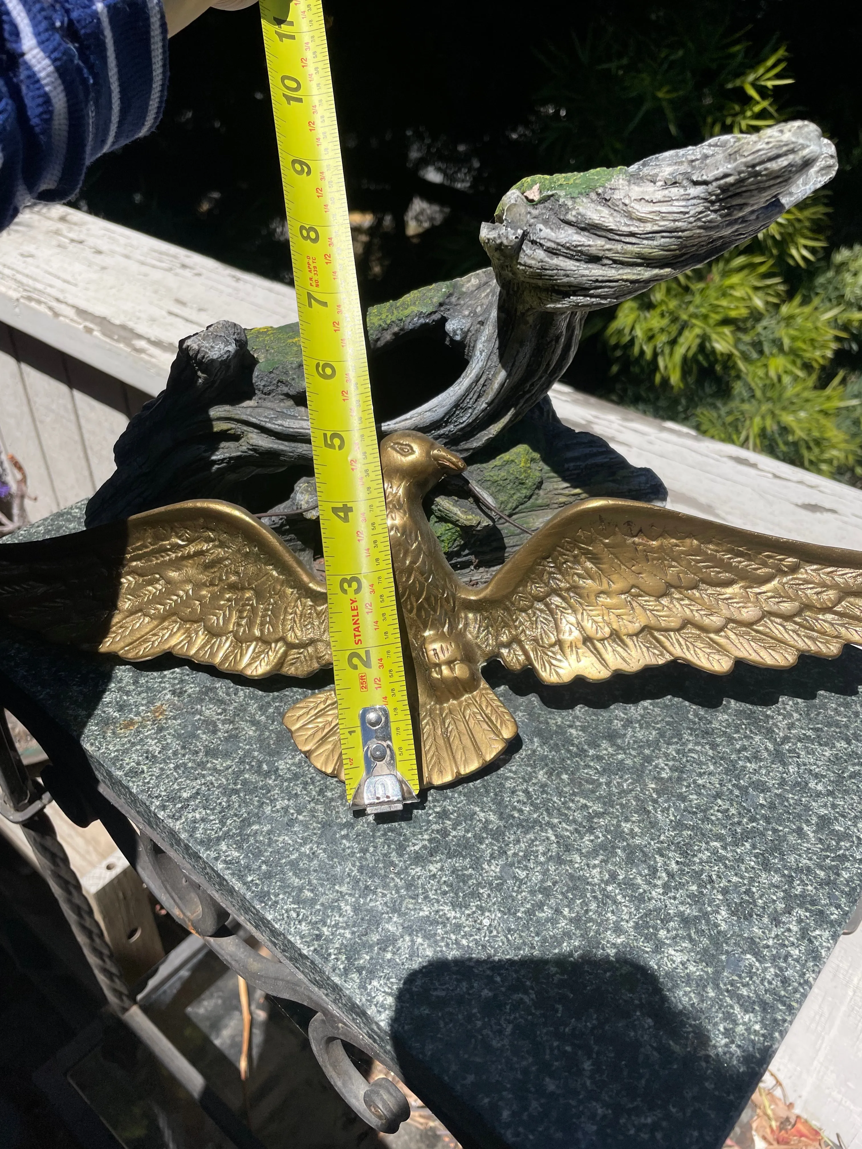 Antique Gold Tone Brass Metal Eagle Bird Wings Decorative Hanging Wall Art