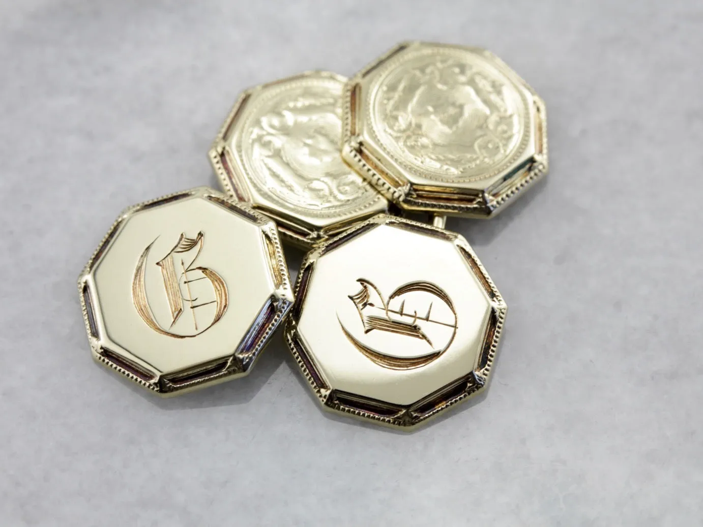 Antique Old English G Monogramed Cufflinks