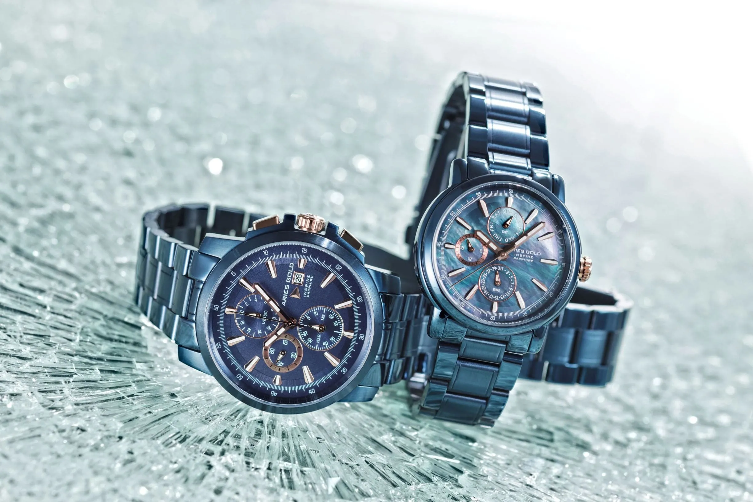 ARIES GOLD INSPIRE CONTENDER G 7301 BU-BURG & B 7302 BU-BURG COUPLE'S WATCHES