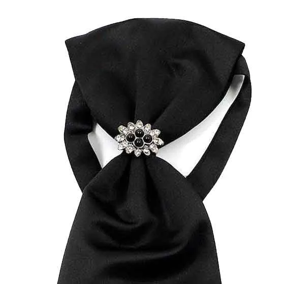 Ascot Tie With Jewel Ring - Black