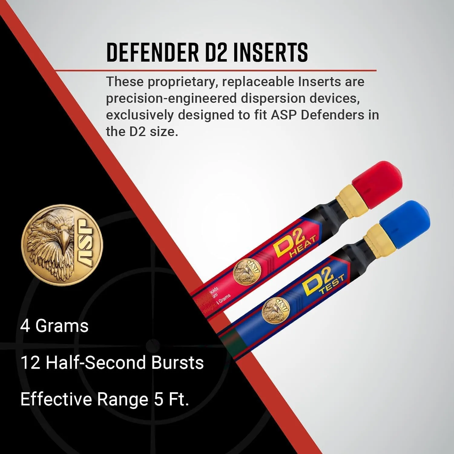 ASP Inserts for Metro or Sport Defender Pepper Spray, Includes 1 Heat and 1 Test Spray
