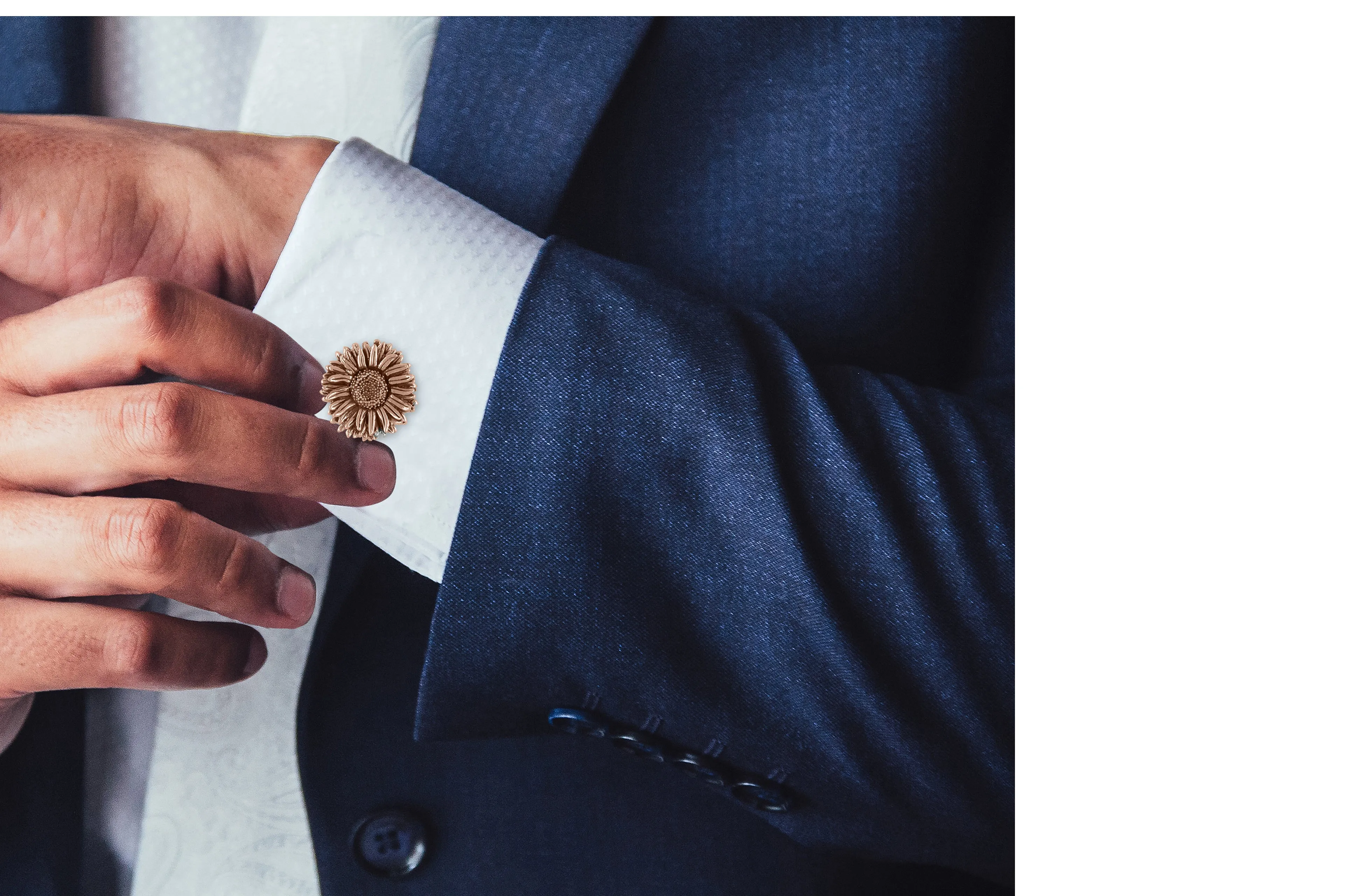 Aster Jewelry 14k Rose Gold Handmade Aster Flower Cufflinks  AST2-CLRG