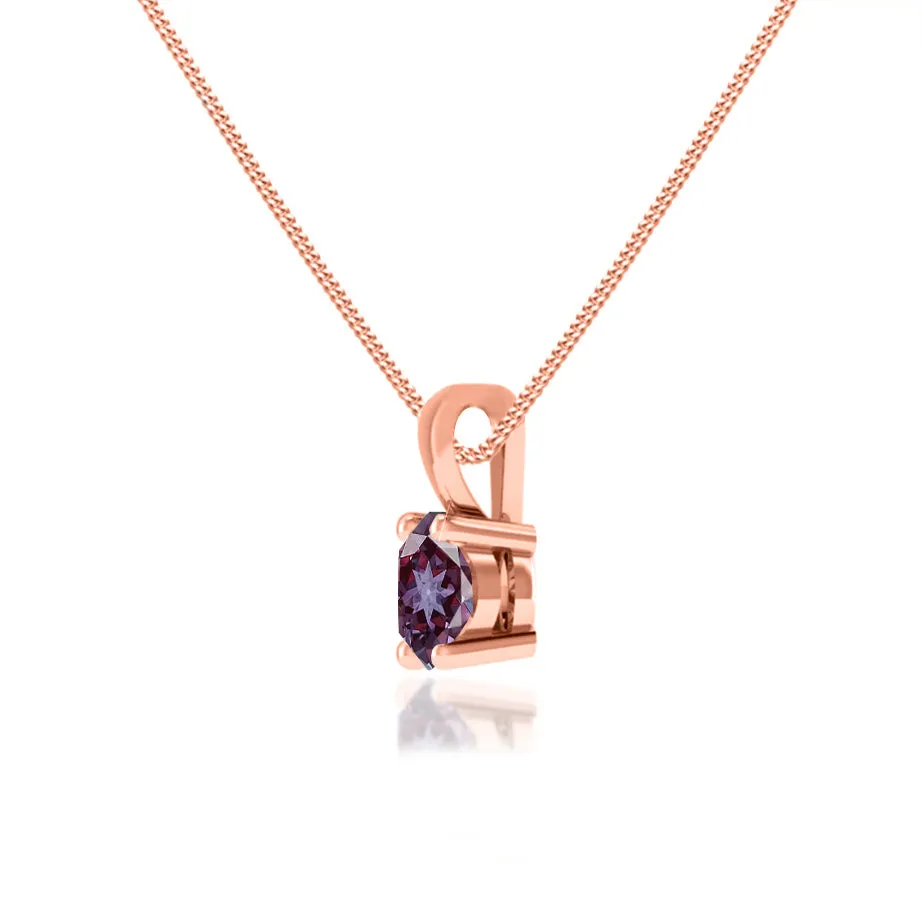 AURORA - Round Alexandrite 18k Rose Gold Solitaire Pendant