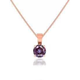 AURORA - Round Alexandrite 18k Rose Gold Solitaire Pendant