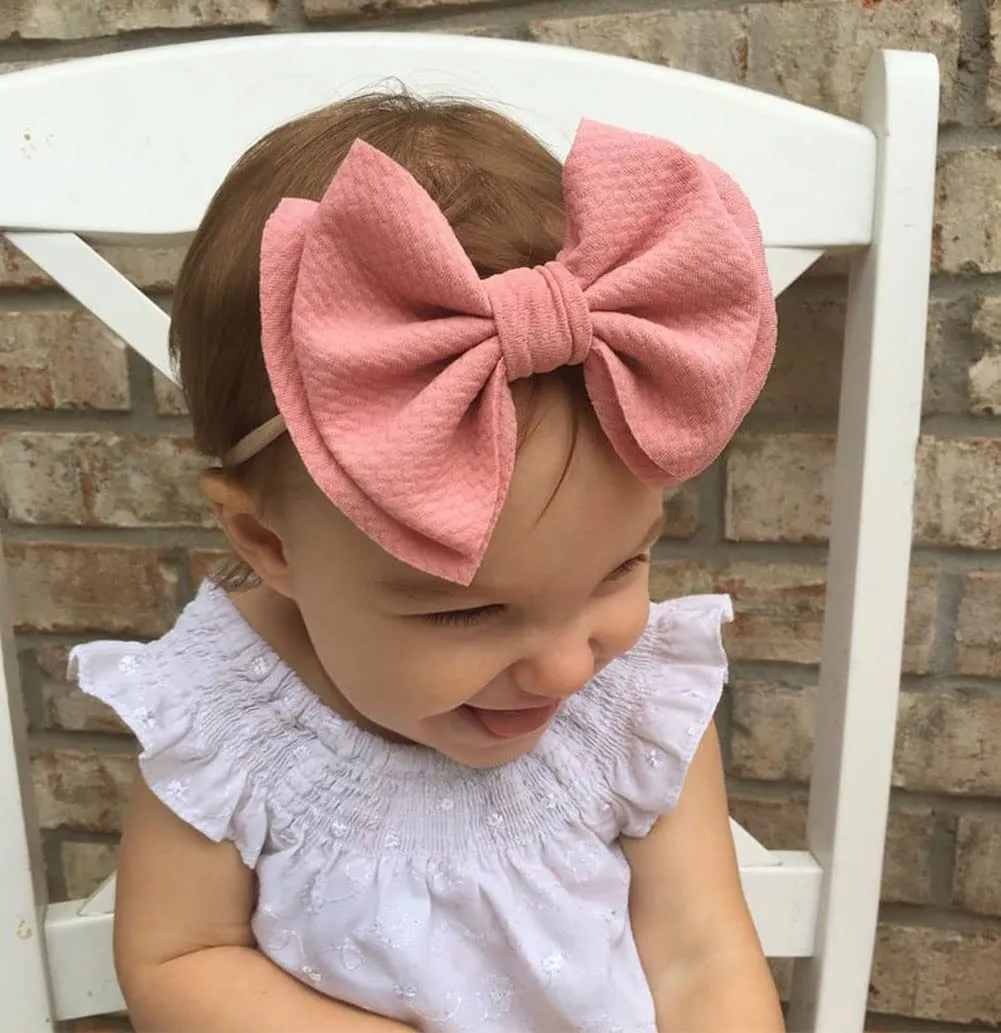 Baby Girl's 5 Inches Soft Double Bow-knot Nylon Headband Toddler Headdress for Photography Party Festivals (Red #)