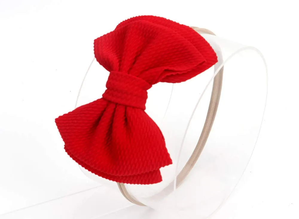 Baby Girl's 5 Inches Soft Double Bow-knot Nylon Headband Toddler Headdress for Photography Party Festivals (Red #)