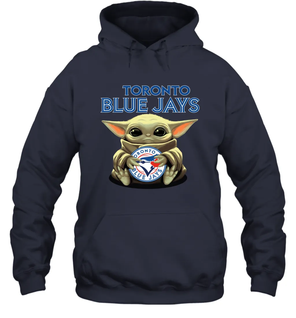 Baby Yoda Hugs Loves The Toronto Blue Jays Baseball Adult Hoodie Sweatshirt