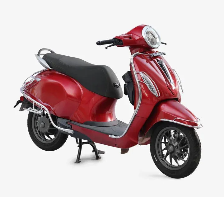 Bajaj Chetak Electric (EV) Combo Accessories Kit 1: Stainless Steel Foldable Footrest   Crash Guard   Mud Guard