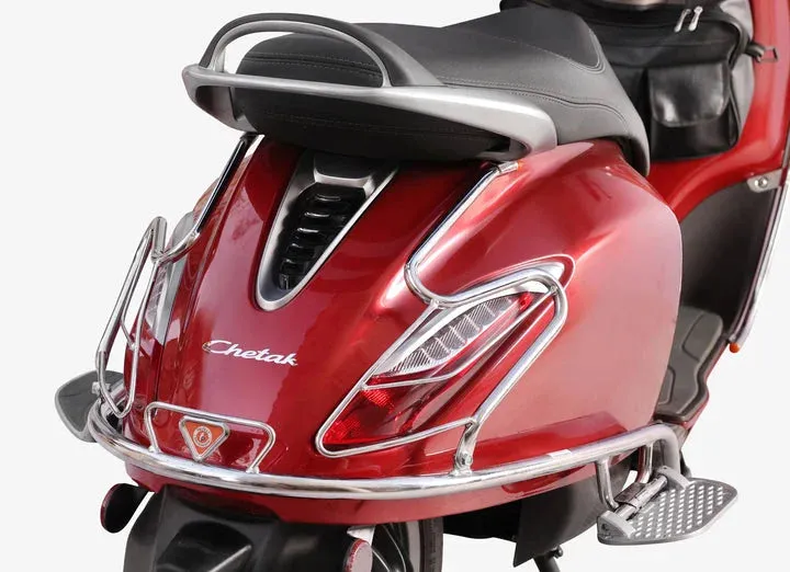 Bajaj Chetak Electric (EV) Combo Accessories Kit 1: Stainless Steel Foldable Footrest   Crash Guard   Mud Guard