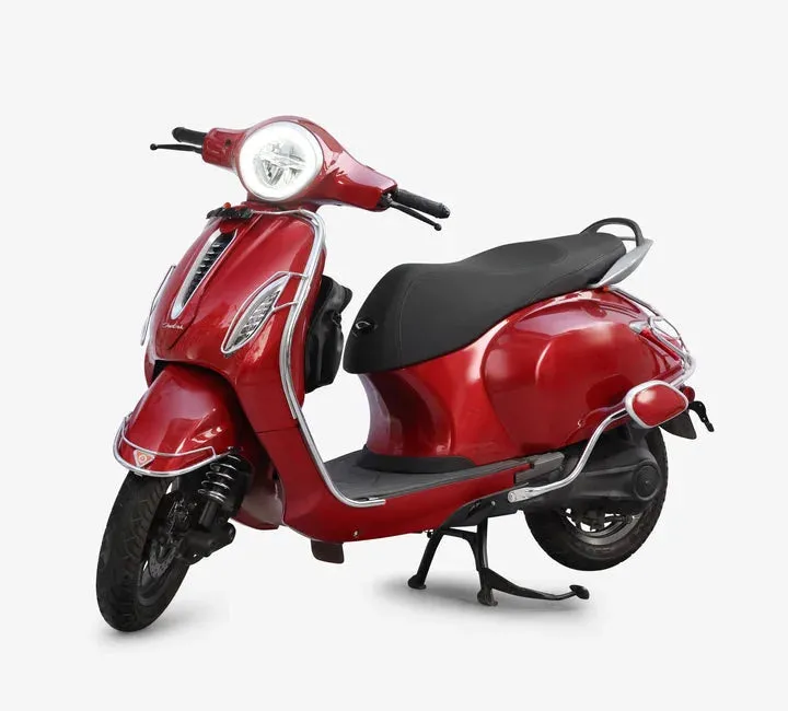 Bajaj Chetak Electric (EV) Combo Accessories Kit 1: Stainless Steel Foldable Footrest   Crash Guard   Mud Guard