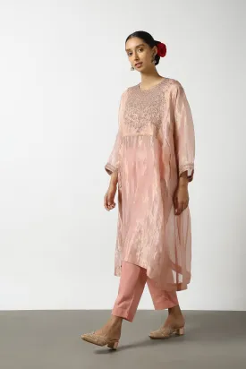 Banaras Tissue Top with Gold Beadwork Yoke. Kanchi cotton Pant