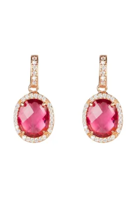 Beatrice Oval Gemstone Drop Earrings Rose Gold Pink Tourmaline