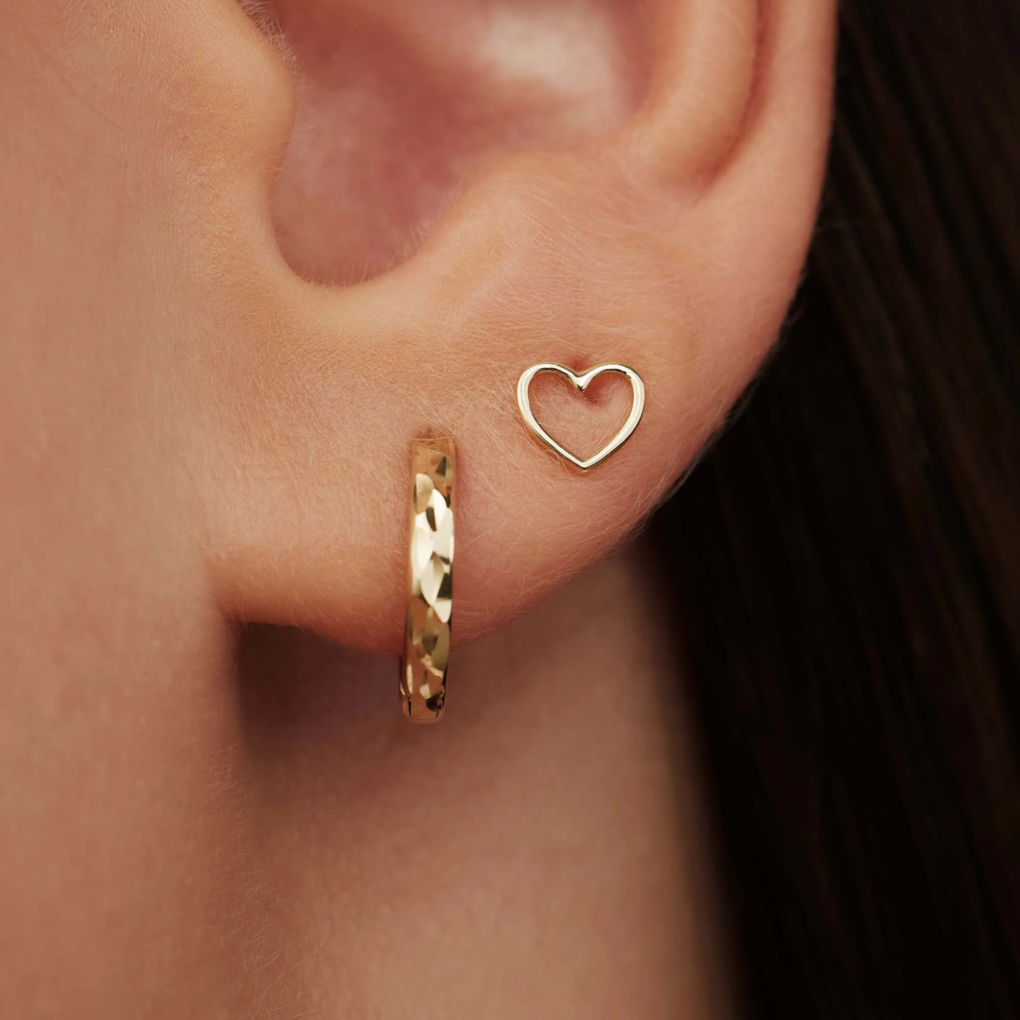 Belleville Amore 14 karat gold ear studs with heart