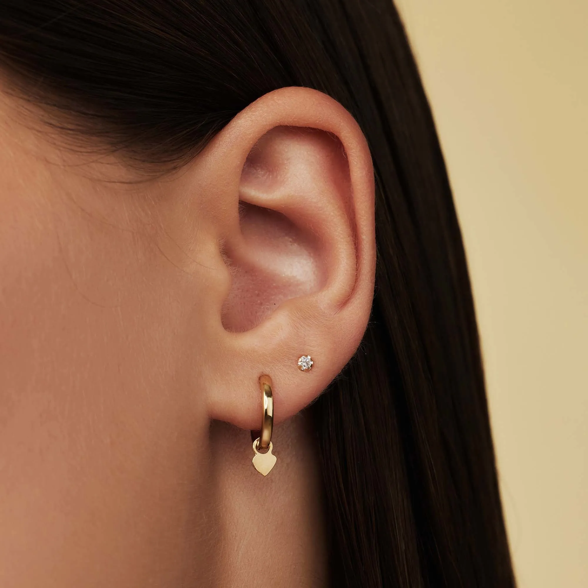 Belleville Amore 14 karat gold hoop earrings with heart