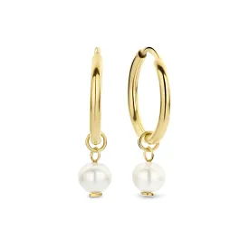Belleville Luna 14 karat gold hoop earrings with freshwater pearl