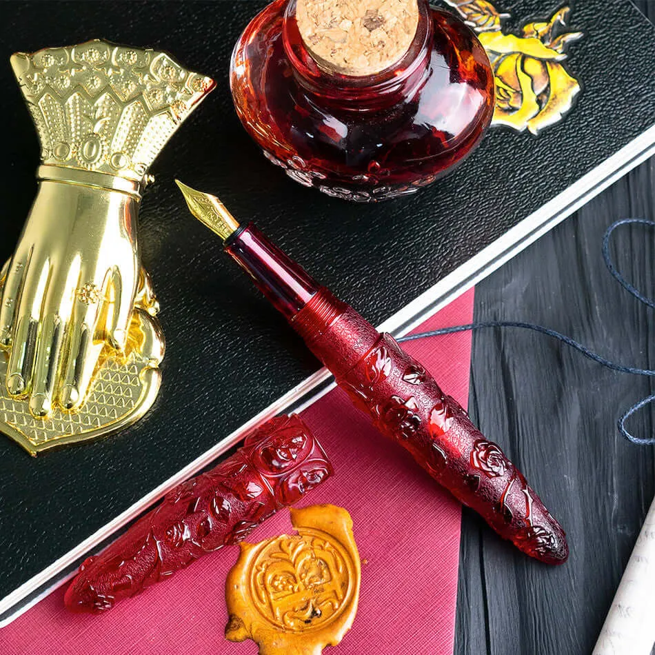 Benu Skull & Roses Fountain Pen Red Rose