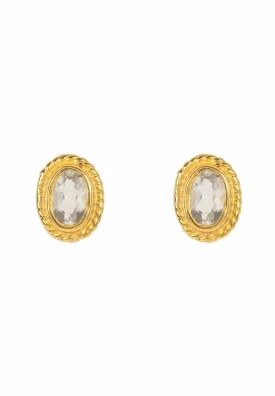 Birthstone Gold Gemstone Stud Earring April Quartz