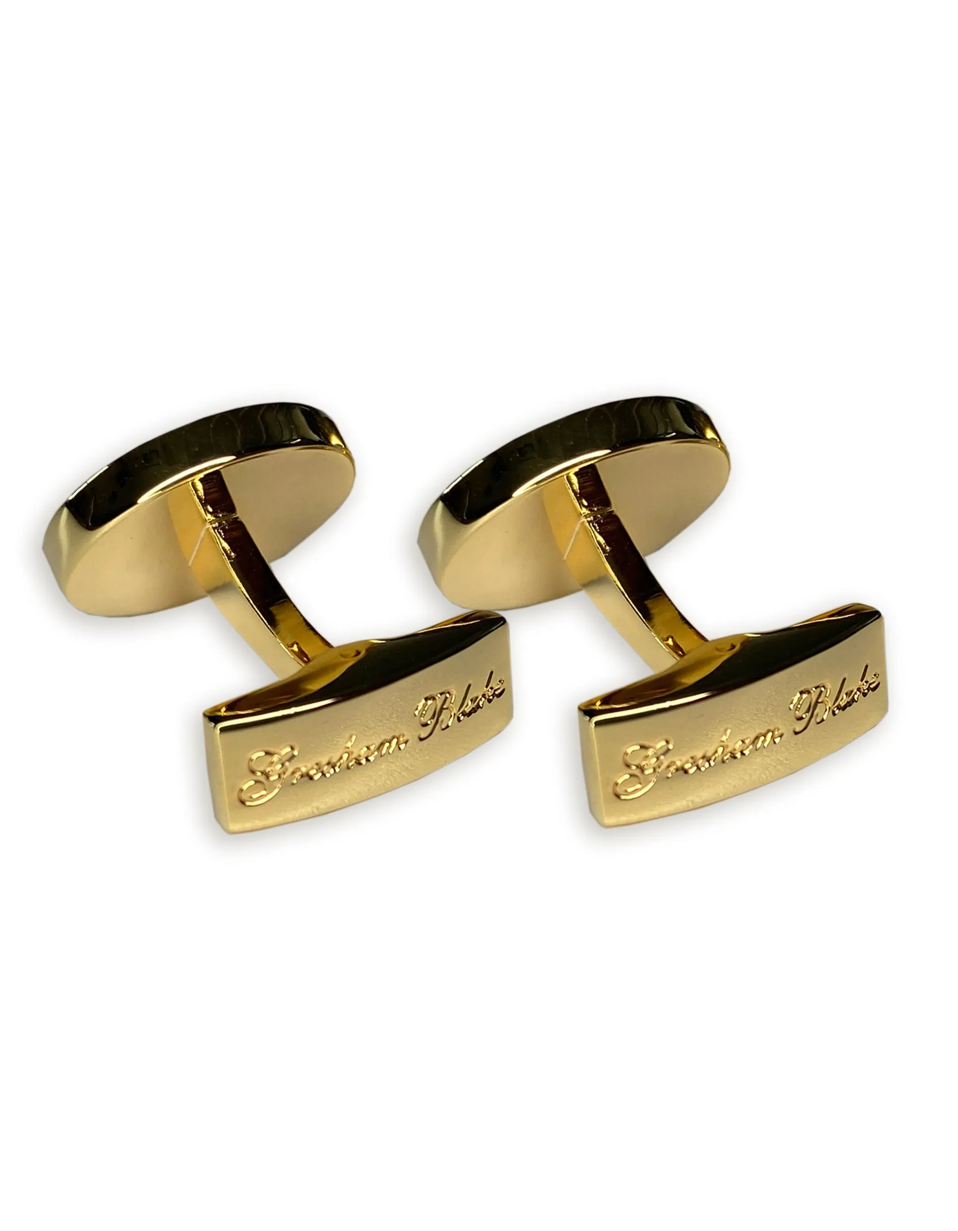 Black Enamel Gold Logo Cufflink