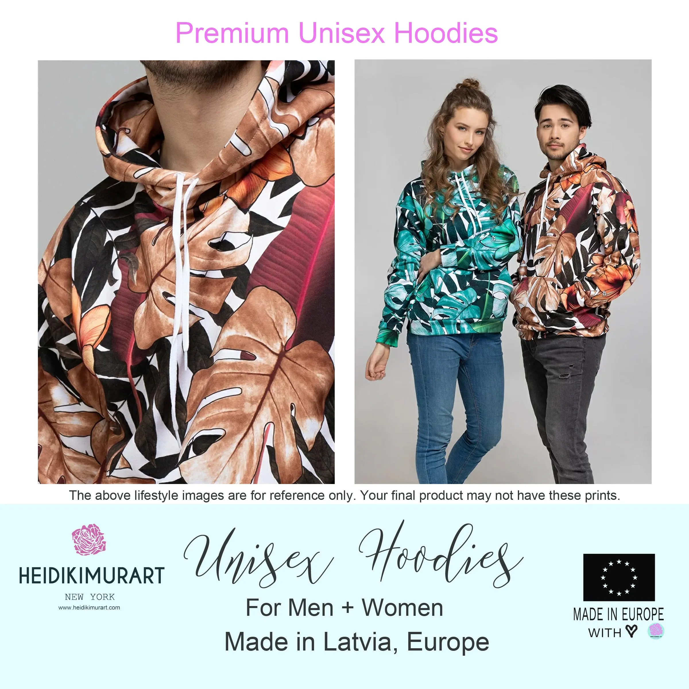 Black Floral Print Unisex Hoodie, Flower Print Unisex Premium Quality Hoodie-Made in EU/MX