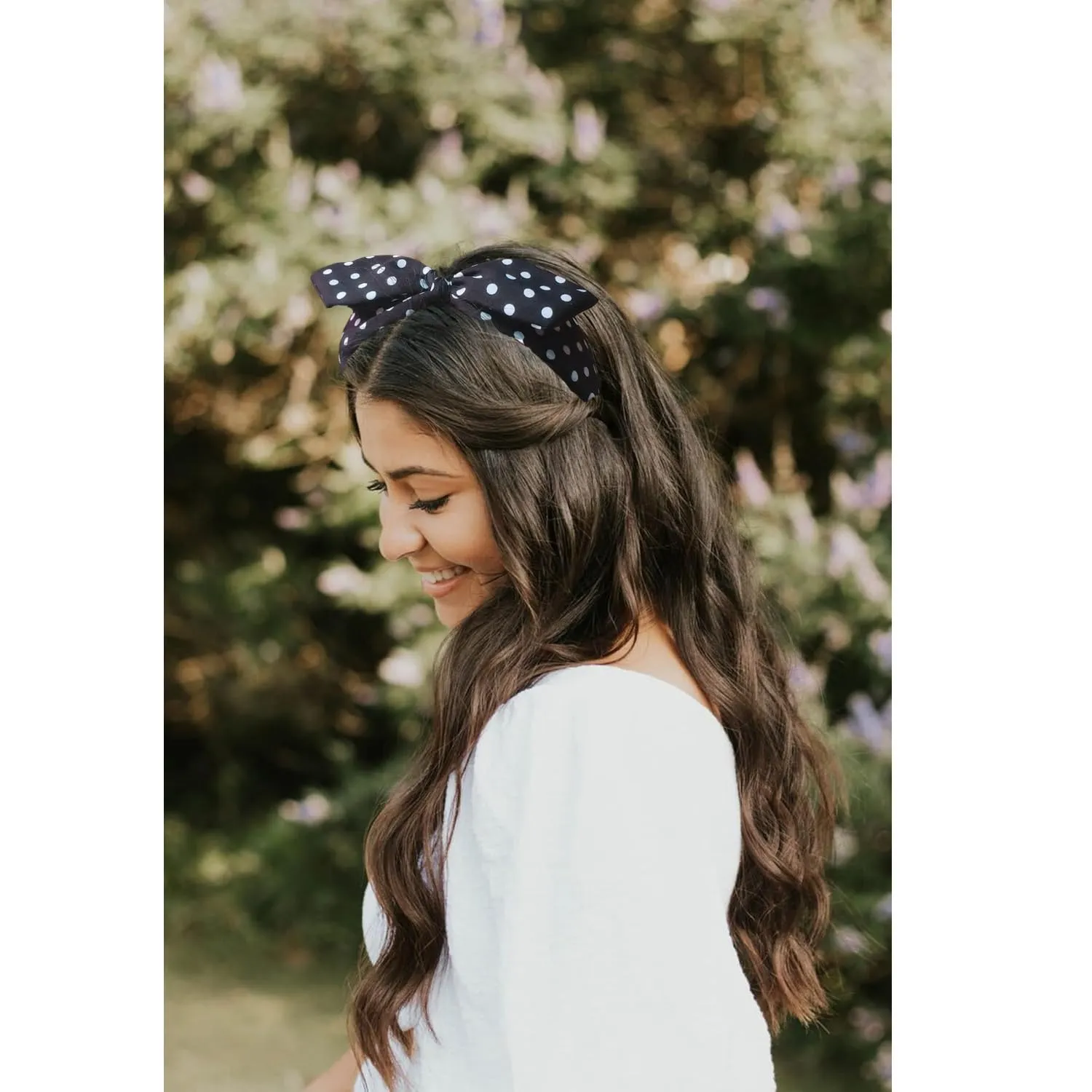 Black Polka Dot Bow Headbands Cute Headbands 50s Costume Retro Hair Accessories for women and girls