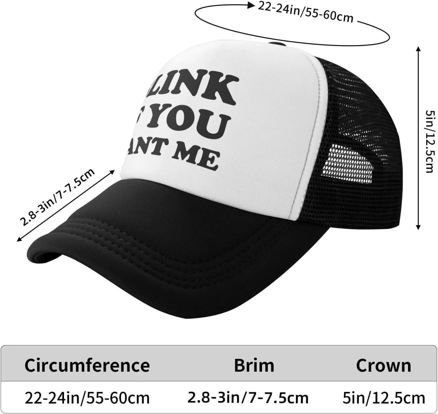 Blink If You Want Me Funny Adjustable Mesh Trucker Hat Sport Baseball Cap Men Women Gift Dad Hat Fishing Cap Black