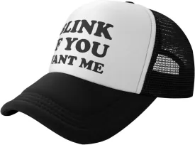 Blink If You Want Me Funny Adjustable Mesh Trucker Hat Sport Baseball Cap Men Women Gift Dad Hat Fishing Cap Black