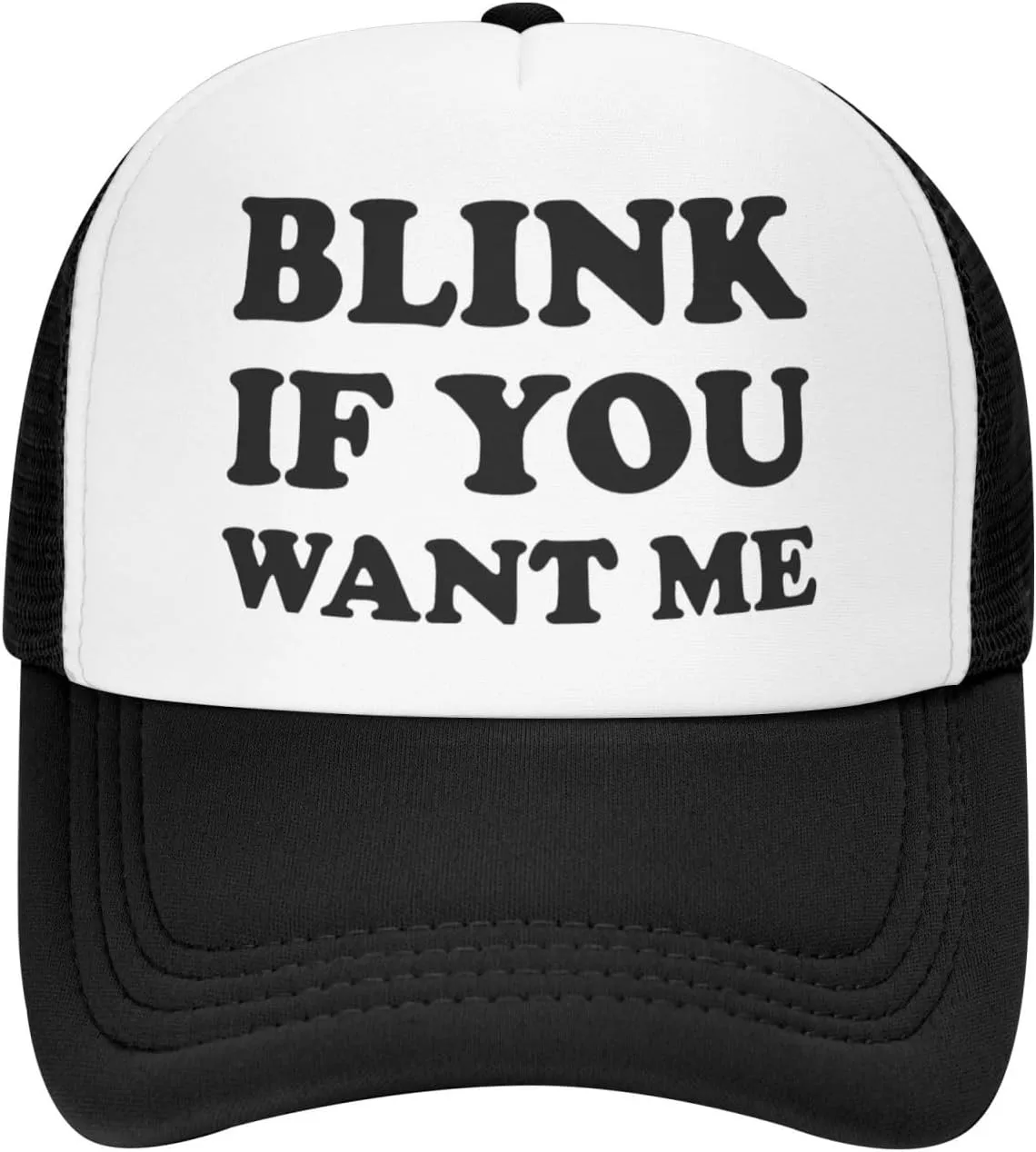 Blink If You Want Me Funny Adjustable Mesh Trucker Hat Sport Baseball Cap Men Women Gift Dad Hat Fishing Cap Black