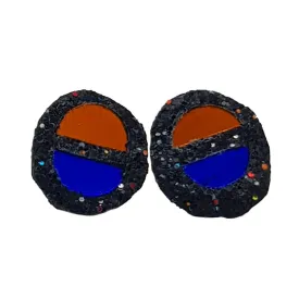 BLUE AND BRONZE HALF MOON CUFFLINKS
