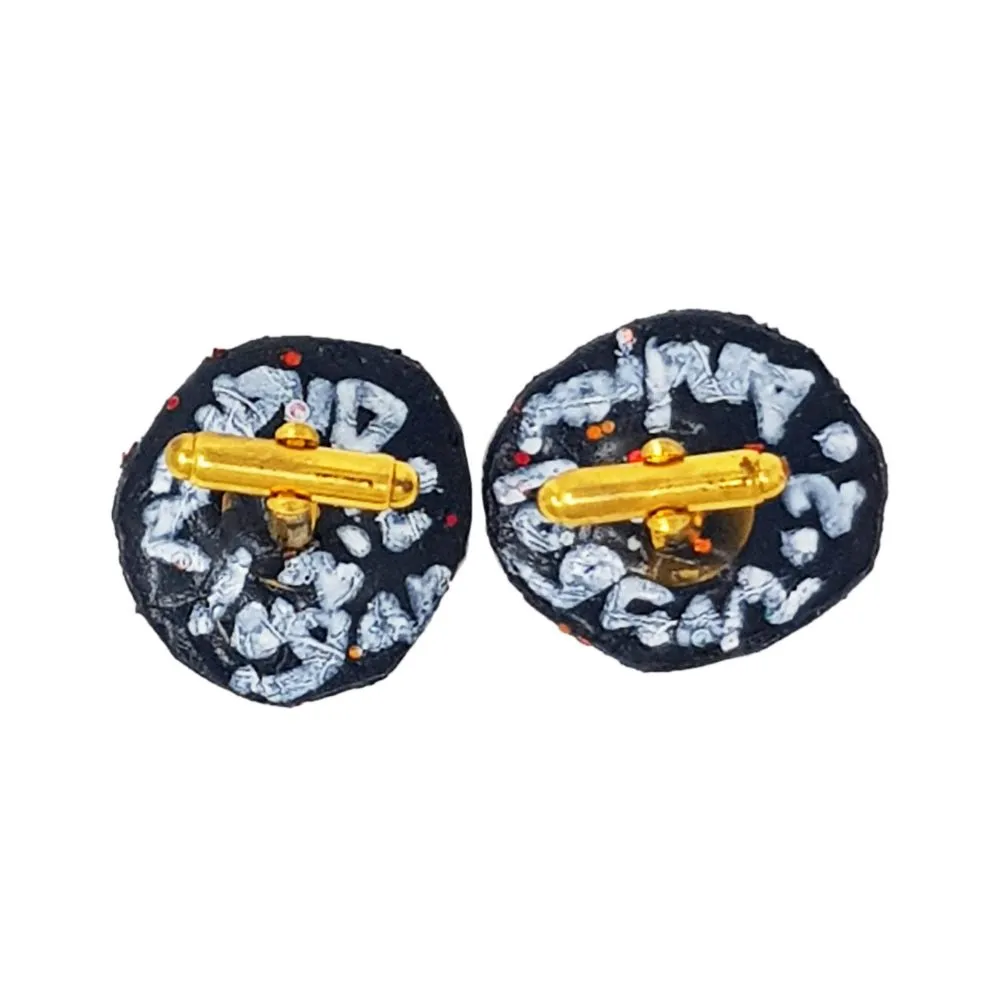 BLUE AND BRONZE HALF MOON CUFFLINKS