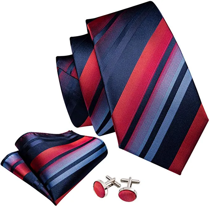 Blue and Red Silk Necktie Set-LBW537