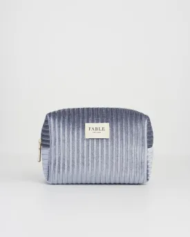 Blue Corduroy Velvet Cosmetics Pouch