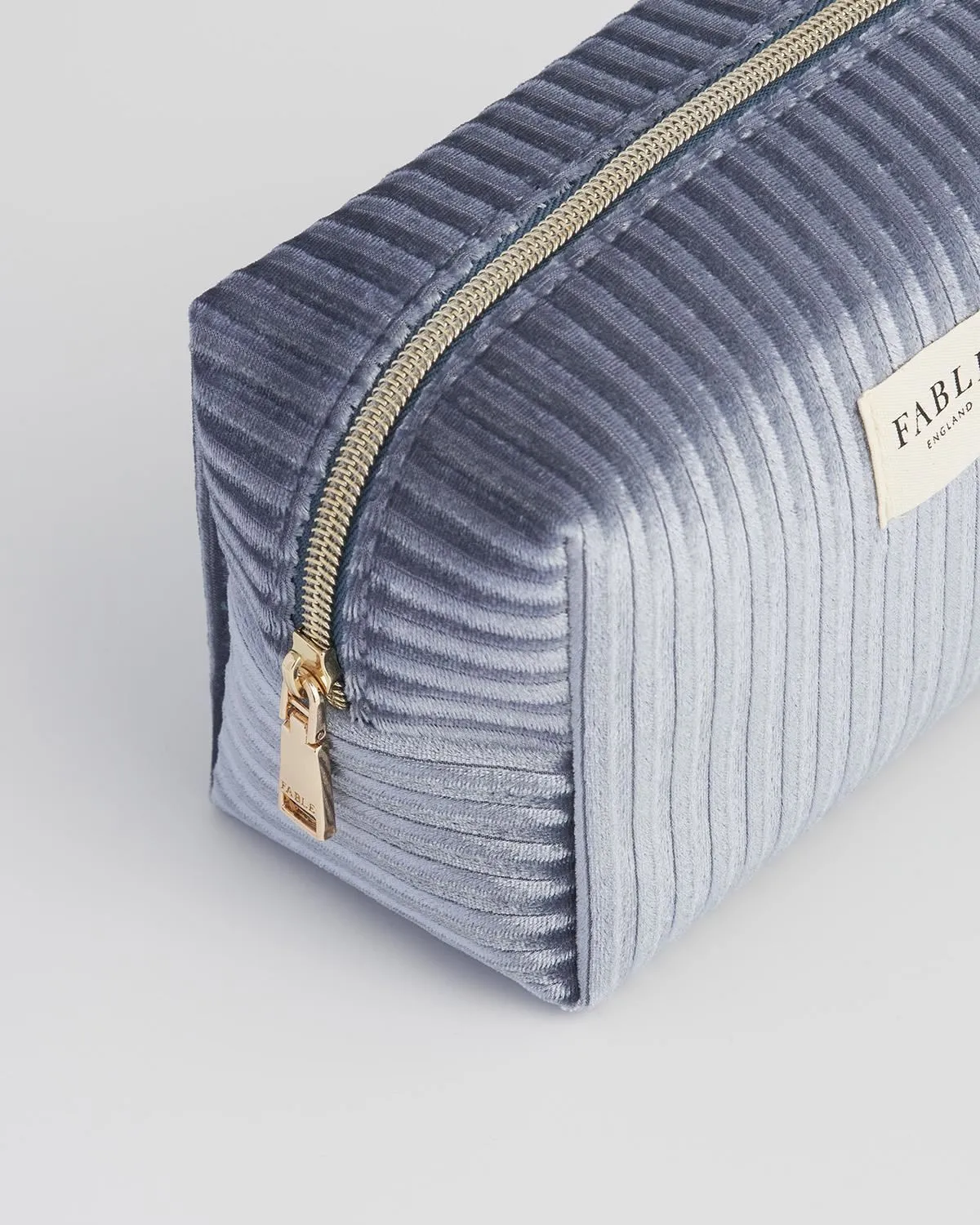 Blue Corduroy Velvet Cosmetics Pouch