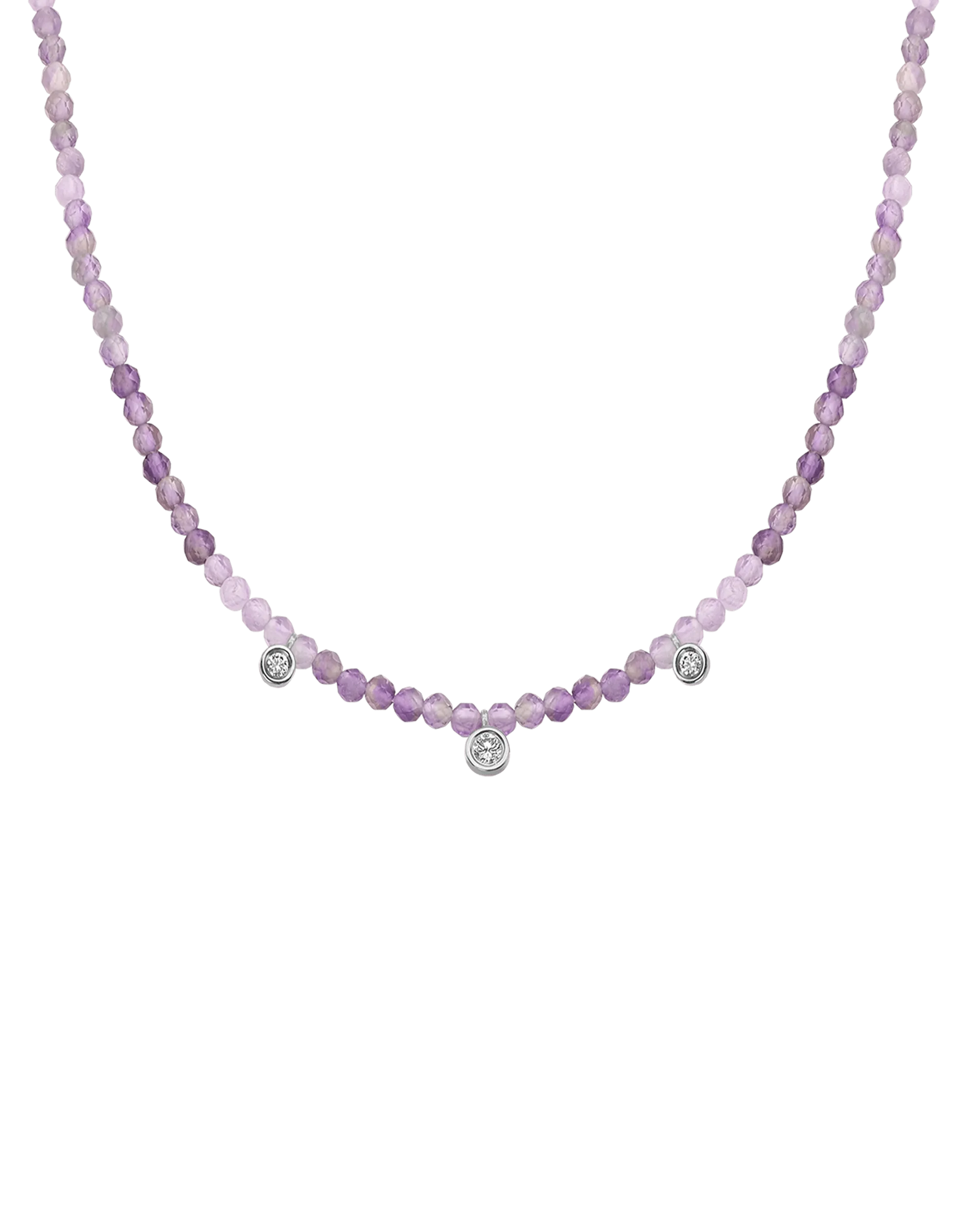 Blue Lapis Gemstone & Three diamonds Necklace - 14K Rose Gold