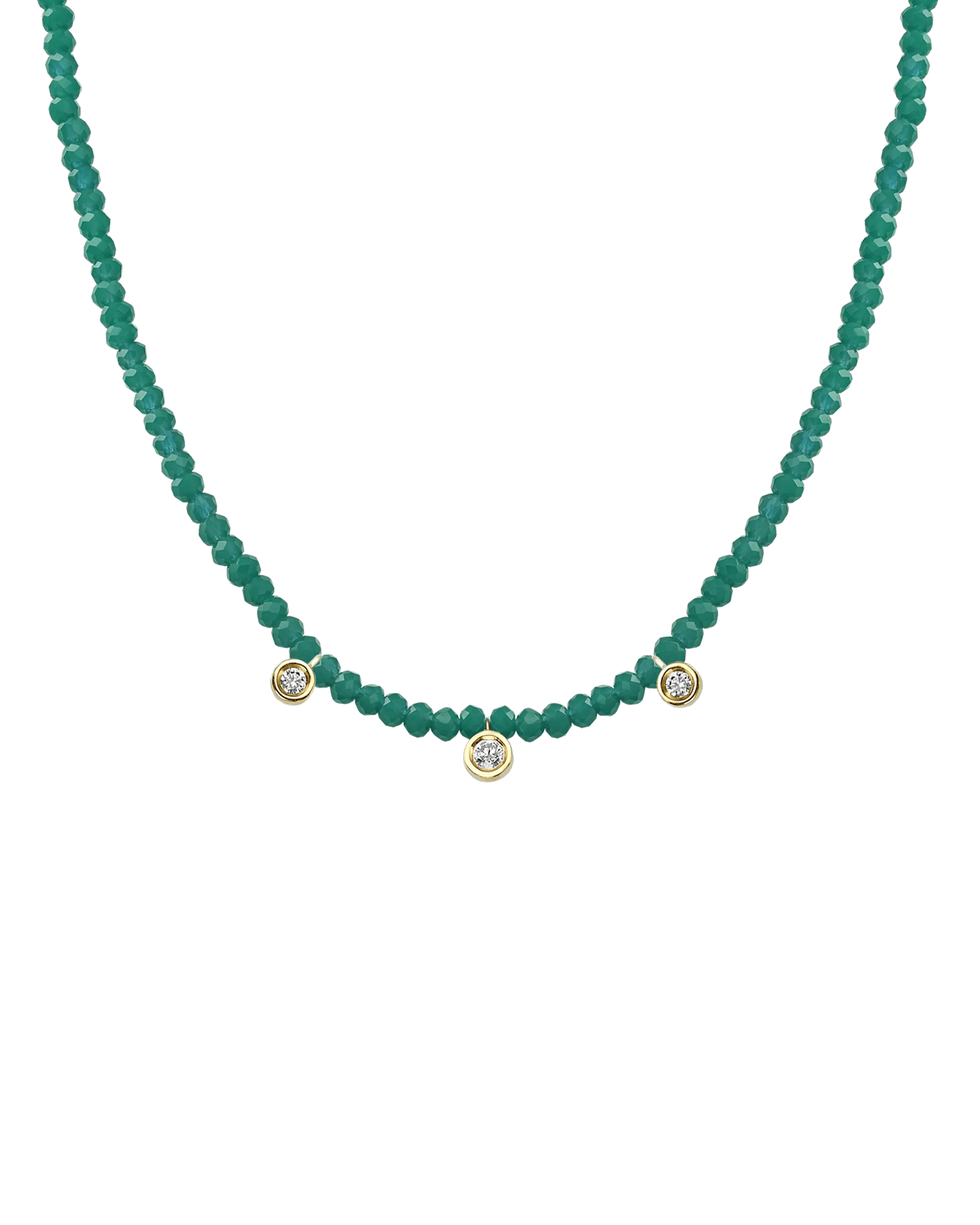 Blue Lapis Gemstone & Three diamonds Necklace - 14K Rose Gold