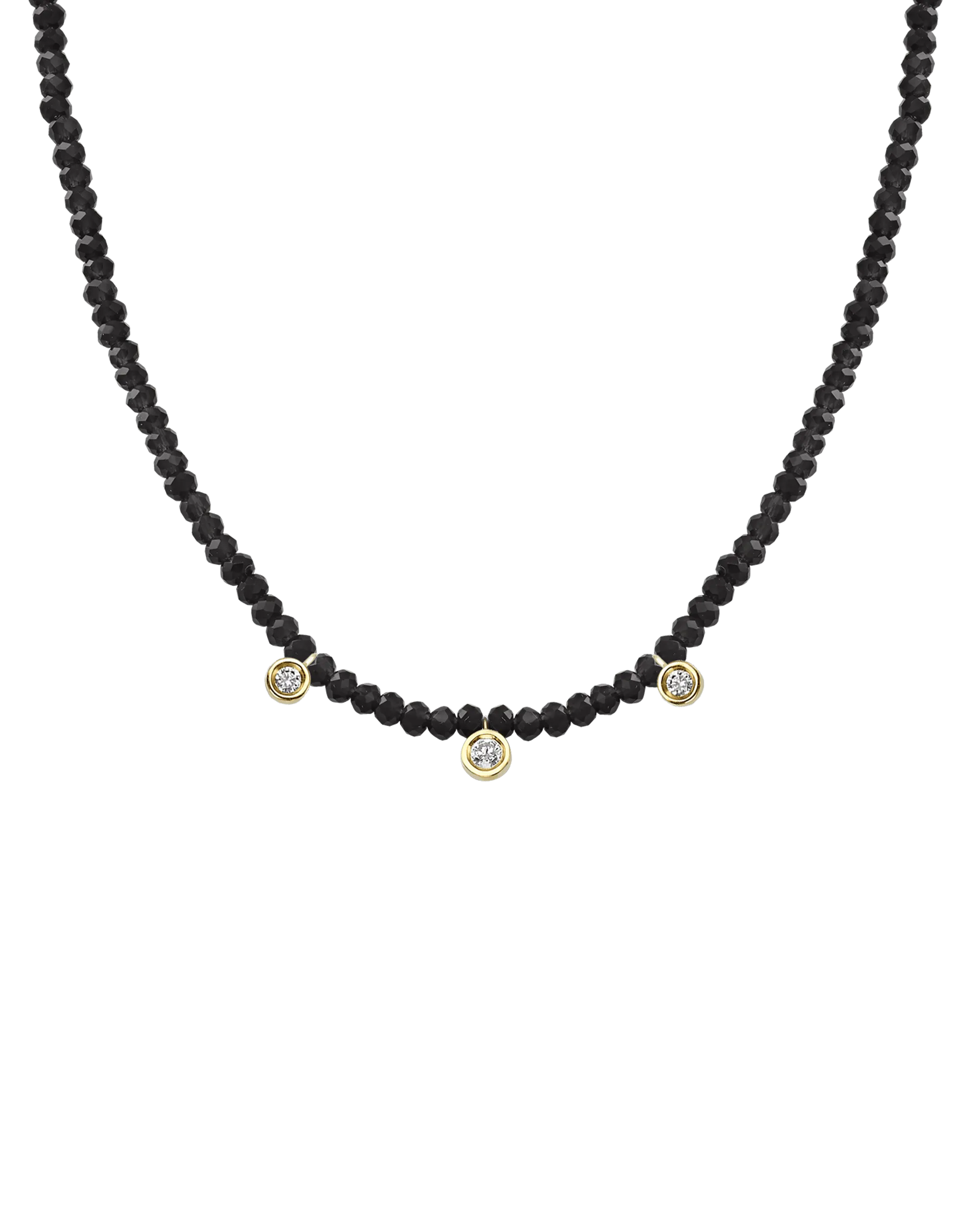 Blue Lapis Gemstone & Three diamonds Necklace - 14K Rose Gold