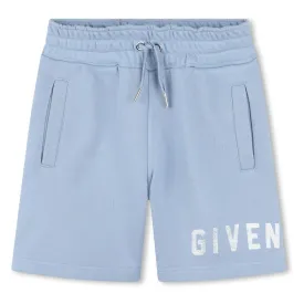 Blue Logo Print Bermuda Shorts