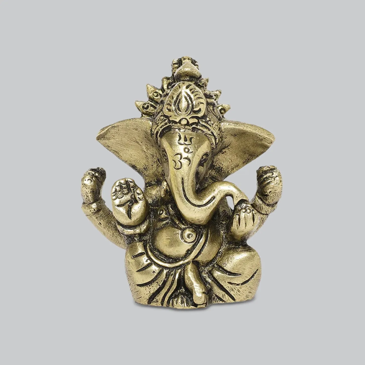 Brass Engraved Small Ganesha 2.5 in