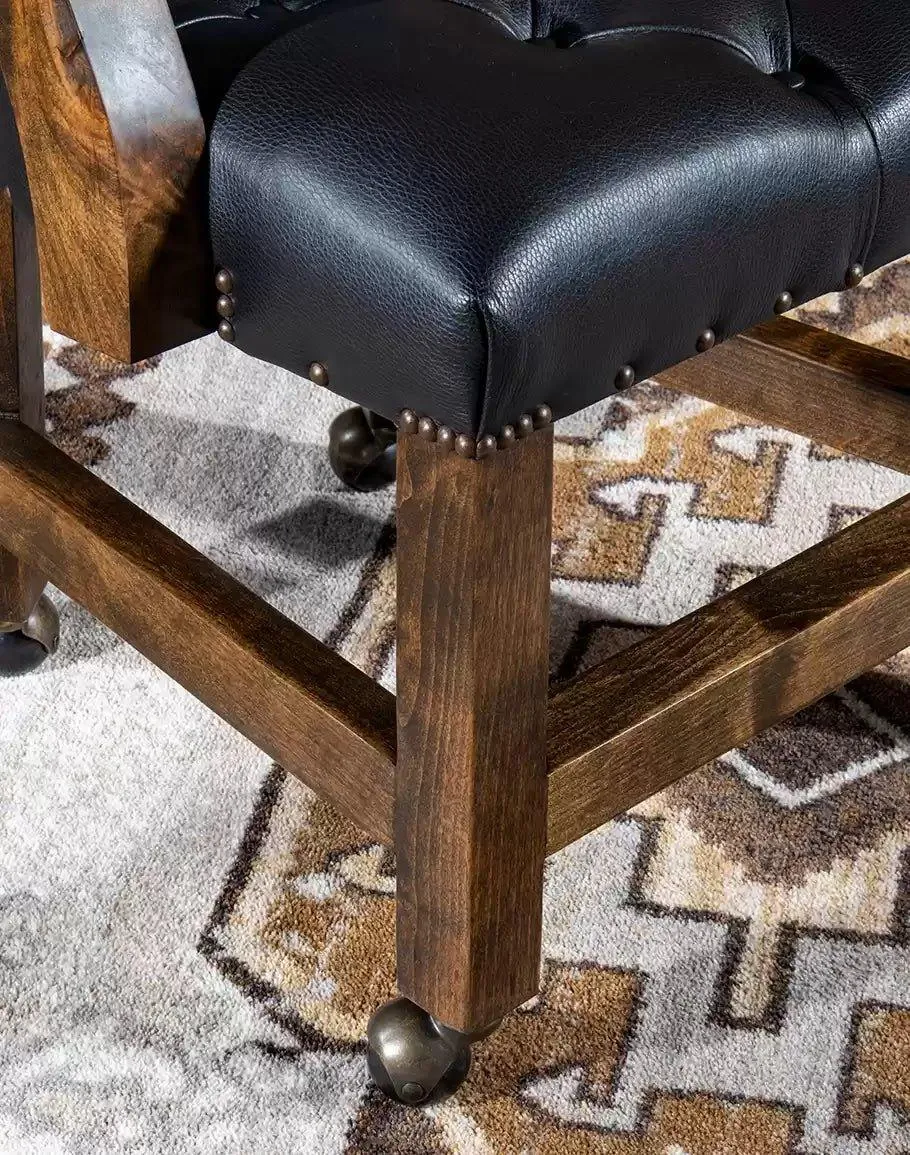 Brindle & Black Leather Caster Chair