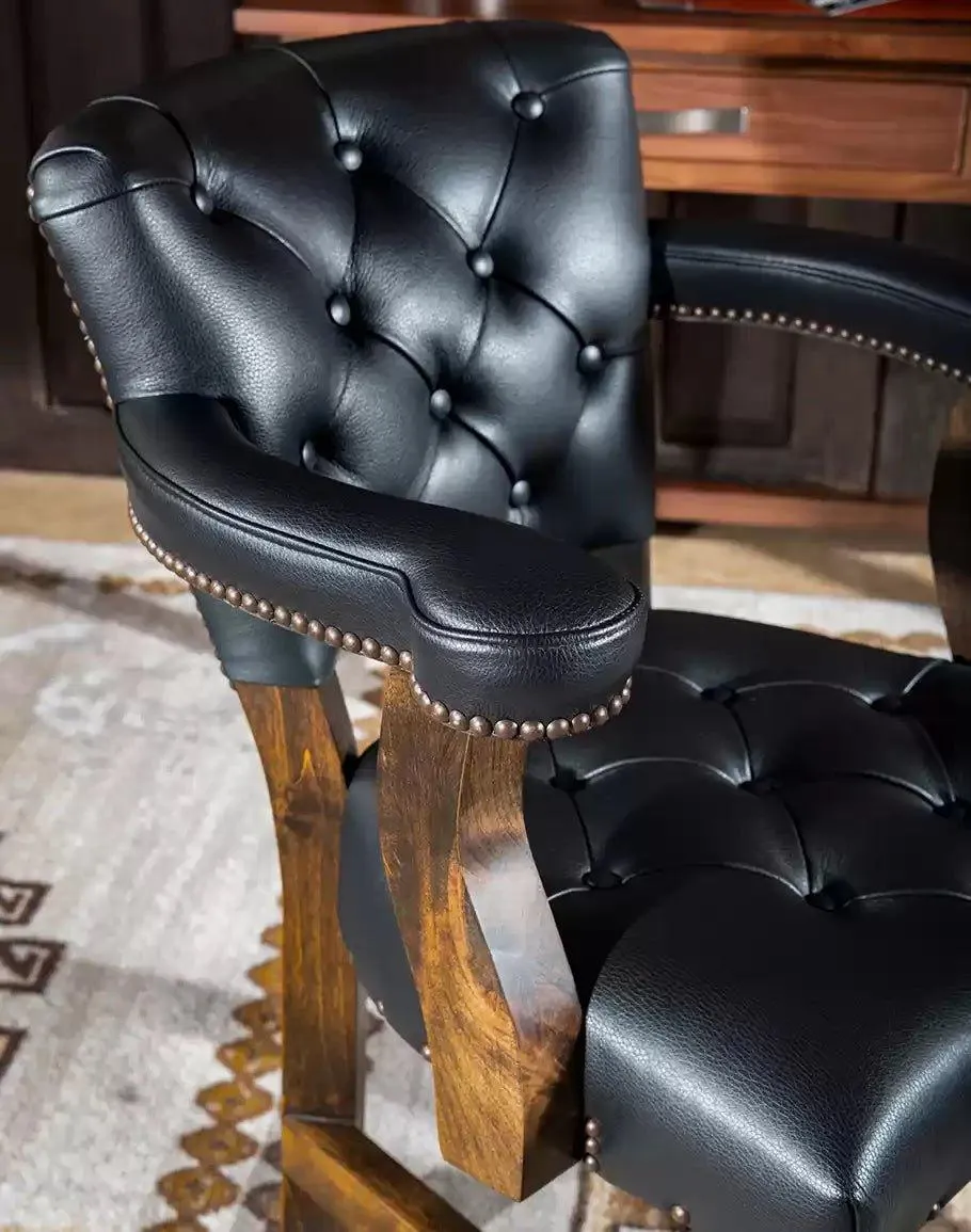 Brindle & Black Leather Caster Chair