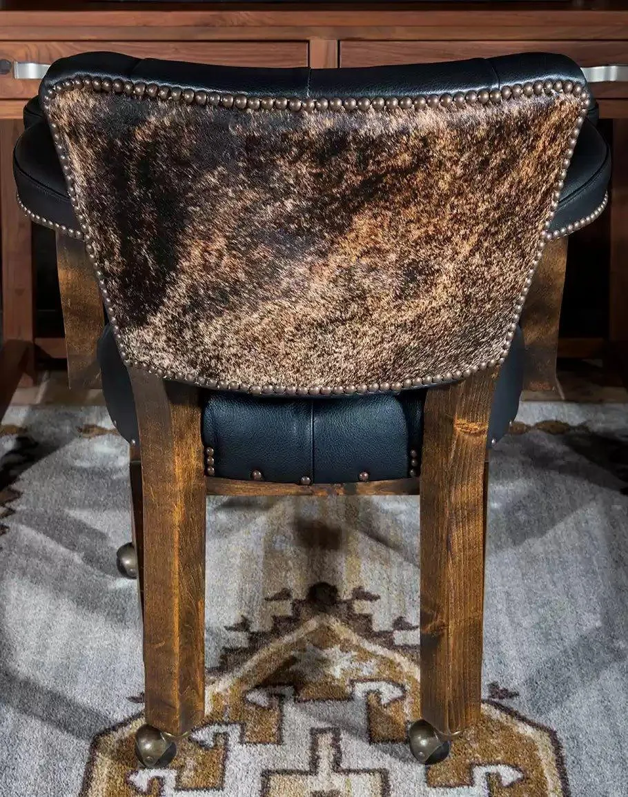 Brindle & Black Leather Caster Chair