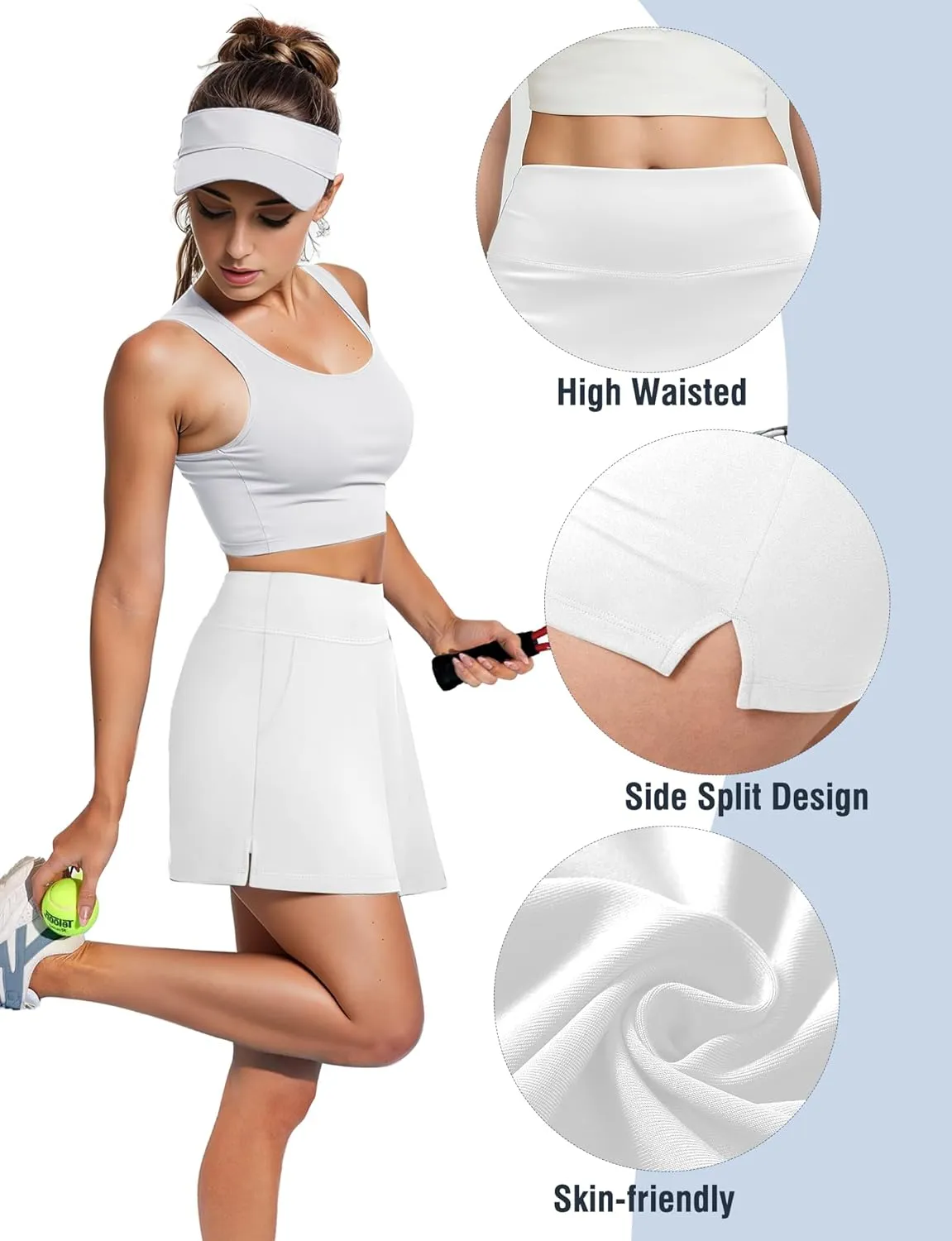 Buauty Women's Tennis Skirt Shorts High Waisted Golf Skorts with Pockets Workout Athletic Casual Outfit Clothes