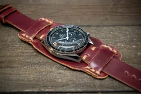 Bund-style Shell Cordovan watch strap, Aviator model. Handmade in Finland, 10-26 mm.