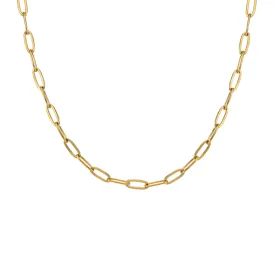 C400G B.Tiff Gold Plated Stainless Steel 2 Clasps Oval Paperclip Link Chain Necklace