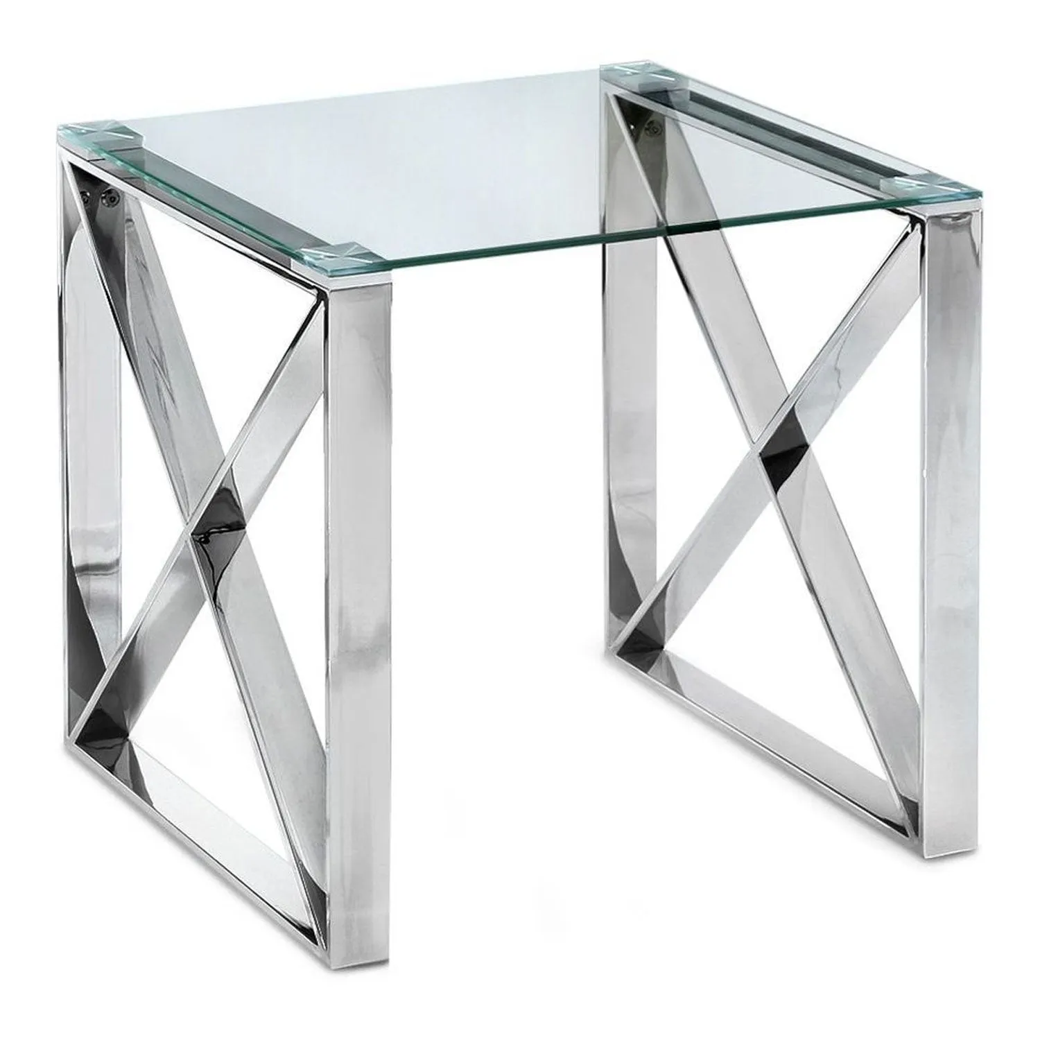 Capri Contemporary Glass Top Side Table